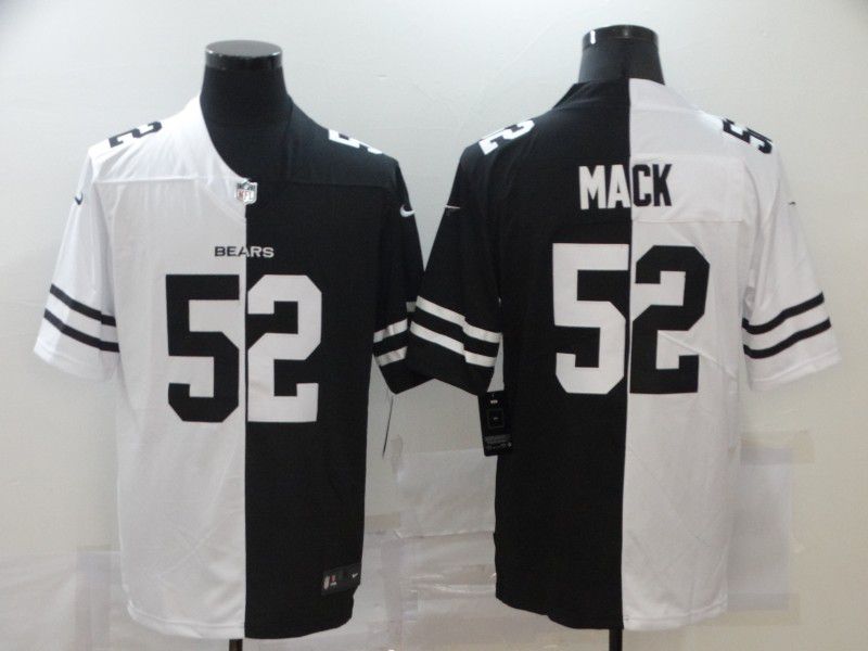 Men Chicago Bears 52 Mack Black white Half version 2020 Nike NFL Jerseys